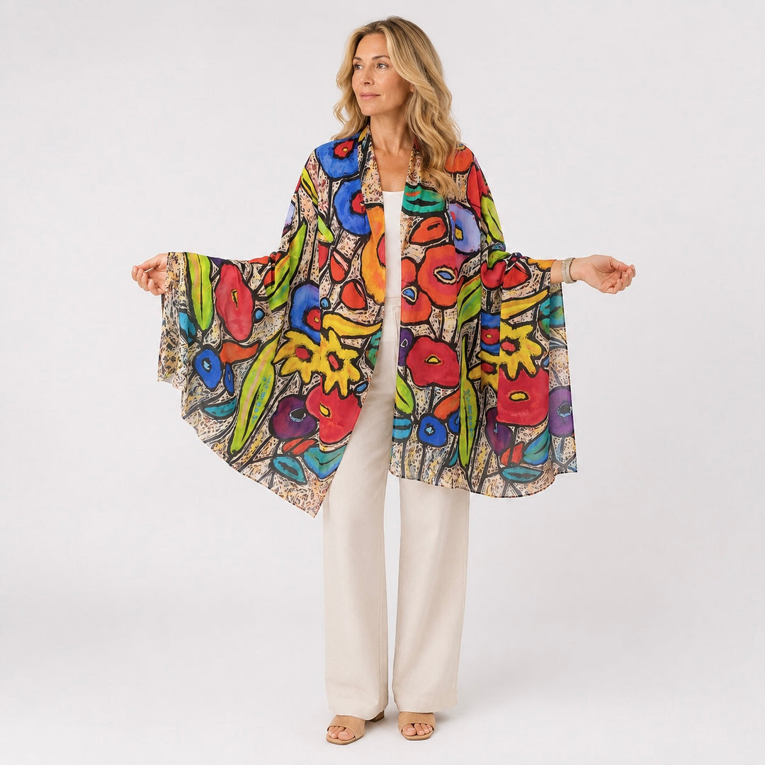Cashmere Ultra fine Julian Scarf /Wrap-Garden of Love