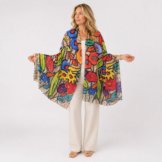 Cashmere Ultra fine Julian Scarf /Wrap-Garden of Love