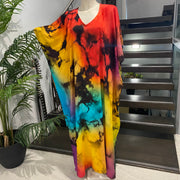 Colourful Holi Rayon Maya Loose Kaftan Dress