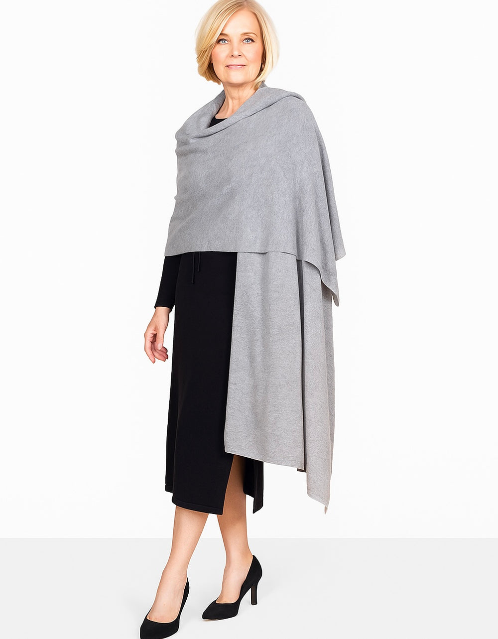 Light Grey Julian 100% Cashmere Knitted 2 Ply  Extra large Travel Wrap/Shawl