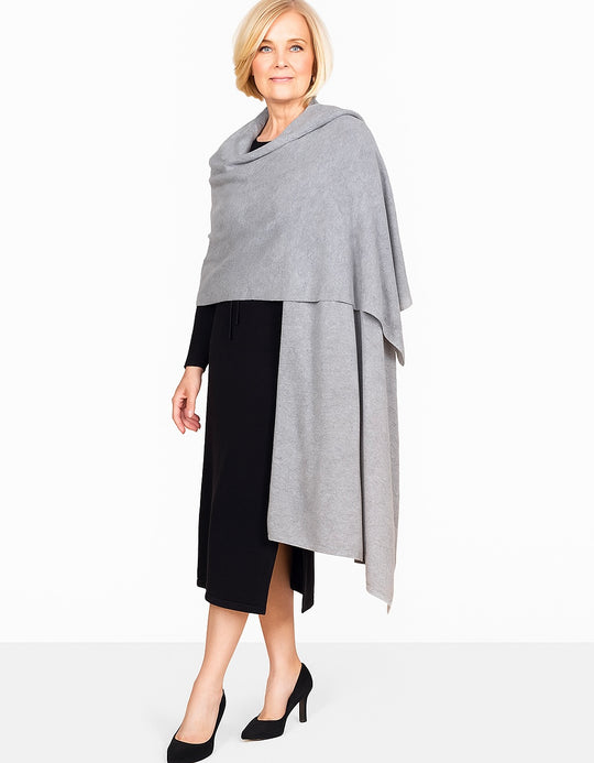 Light Grey Julian 100% Cashmere Knitted 2 Ply  Extra large Travel Wrap/Shawl