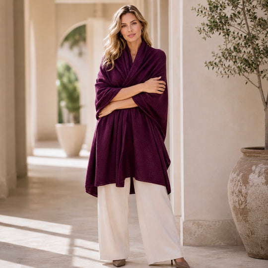100% Cashmere 2 ply Knitted Julian Oversized Wrap -Unisex -30 Colours available