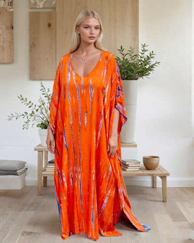 Maya Orange Cotton kaftan Free Size