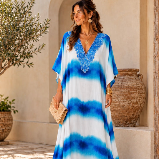 Coco Bella Milano’s White Tropical kaftan 12-20