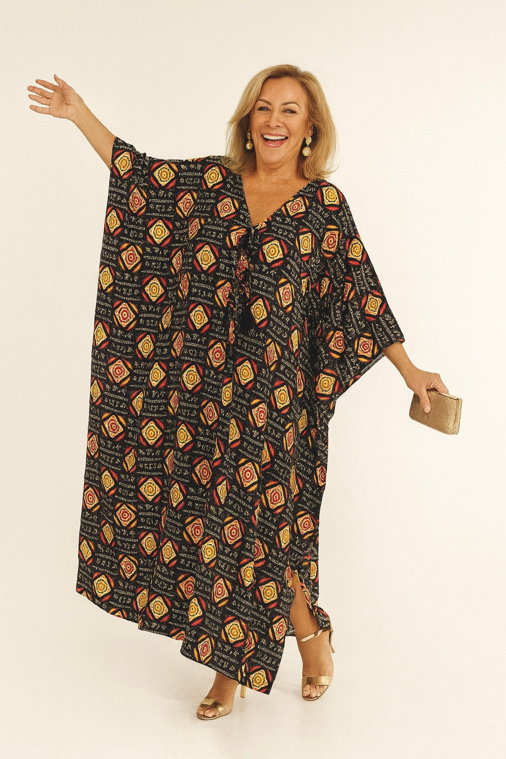 Maya Black Tropic Tales Bohemian kaftan - Sizes Available AU 14-30