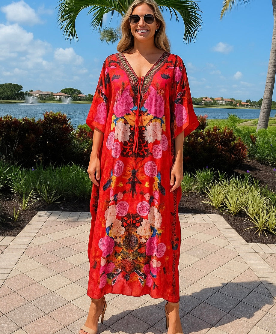 Coco Bella Silk Red Sosa  kaftan 12-20
