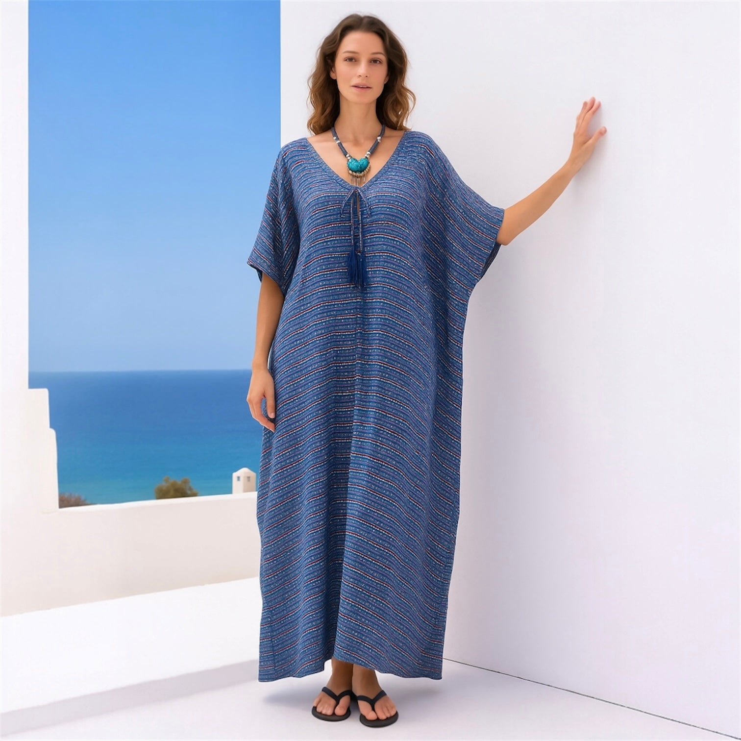 Maya Blue Casual Kaftan Dress -Sizes Available AU 12-30