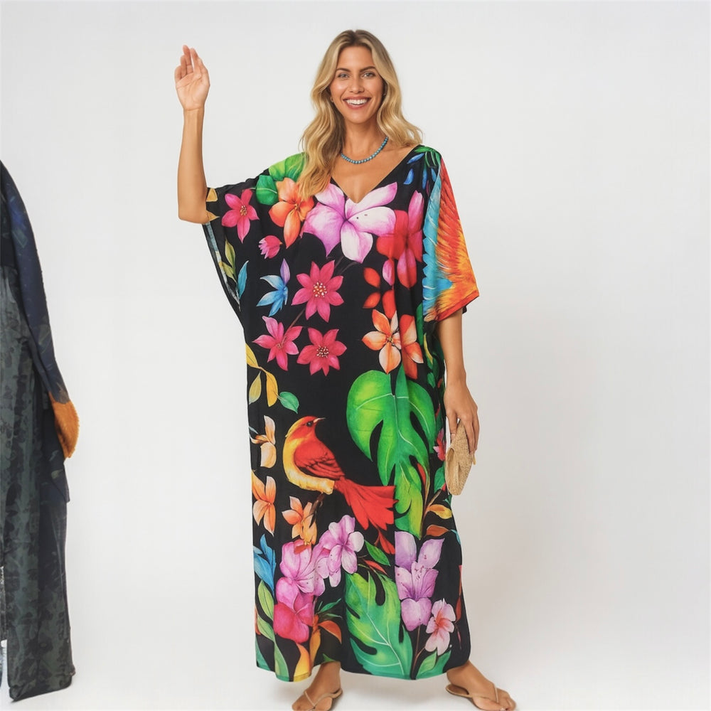 Maya Black Tropicana Boho kaftan - Sizes Available-AU 14-30