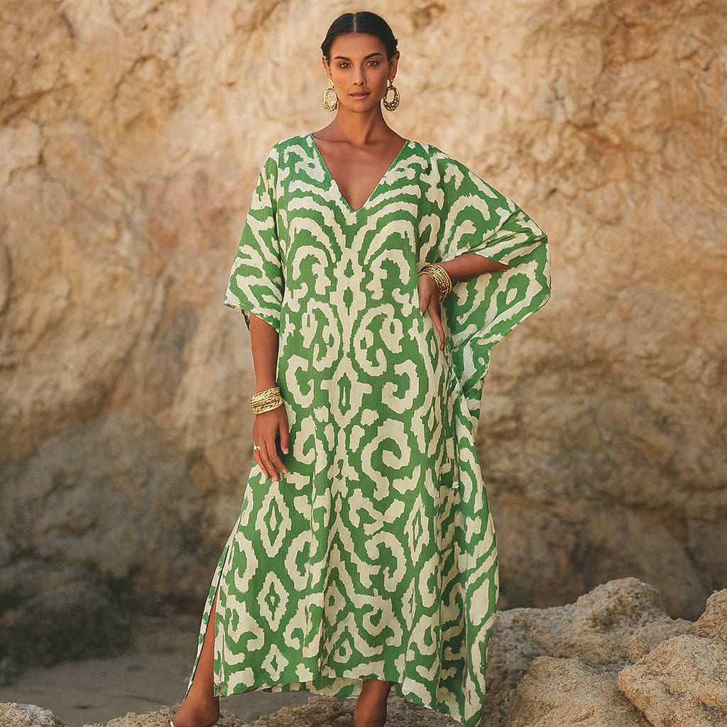 Maya Green Mista Bohemian Cotton kaftan - Sizes Available AU 14-30