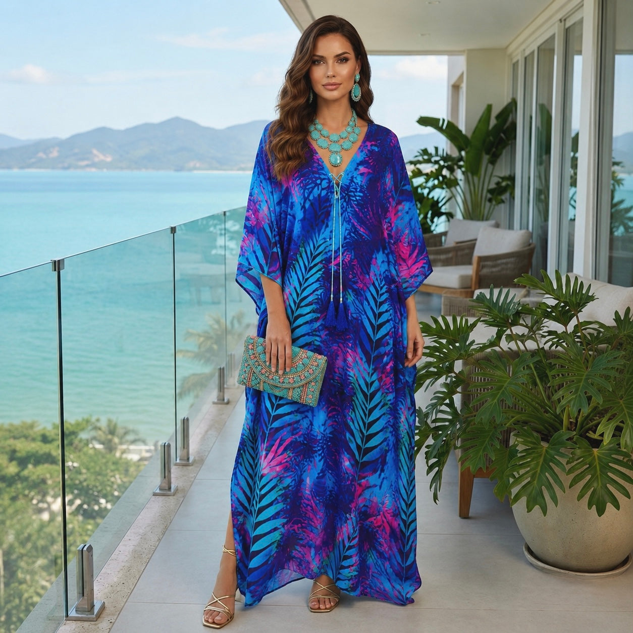 Luxe Silk Sareka Coco Bella Kaftan. Sizes Available AU 14-28