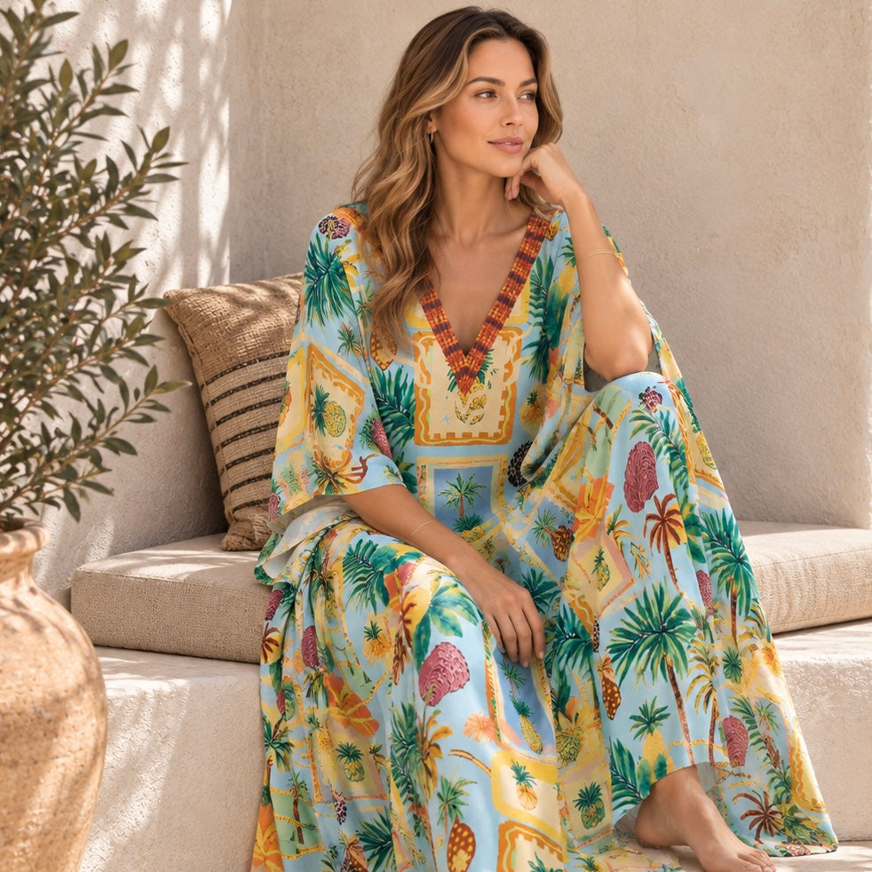 Maya Azure Tropical kaftan - Sizes Available AU 14-32-