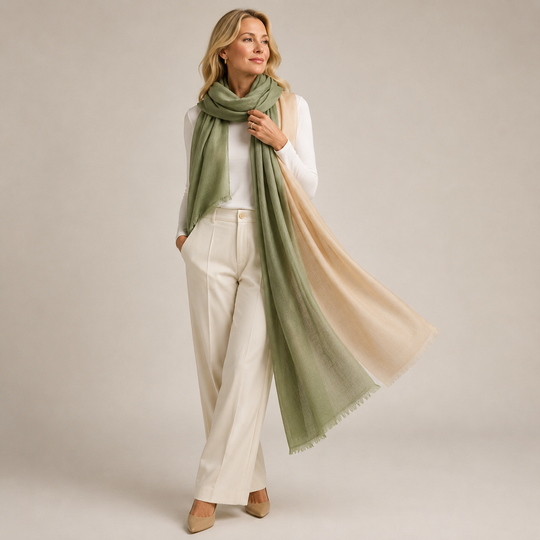 Julian 100% Cashmere Ultra fine  oversized scarf/ wrap/ shawl-Gradient