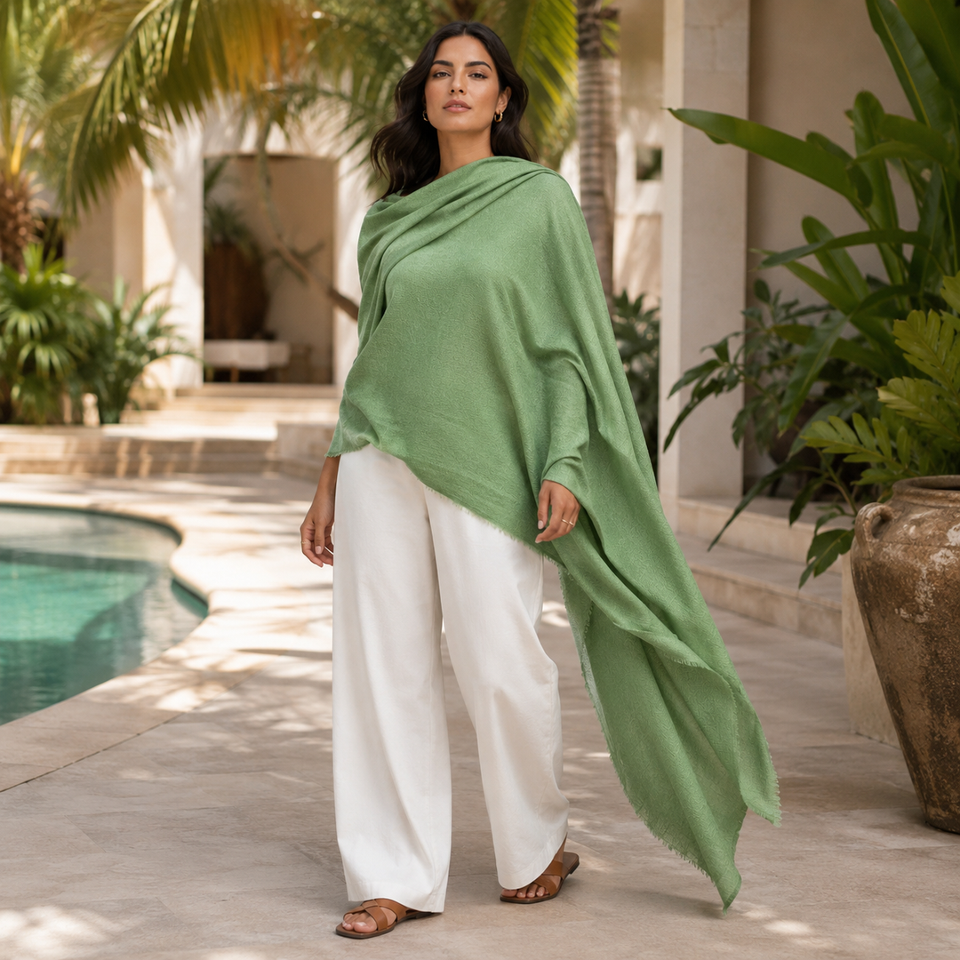 Spring Sage Julian 100% Ultra fine cashmere oversized scarf/ wrap/ shawl