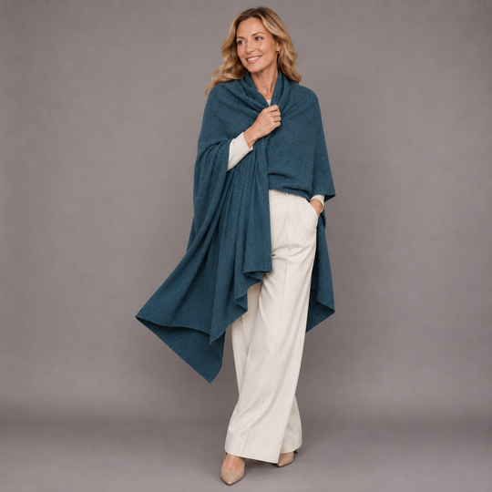 Cashmere Deep Lagoon Luxe Julian Travel Wrap