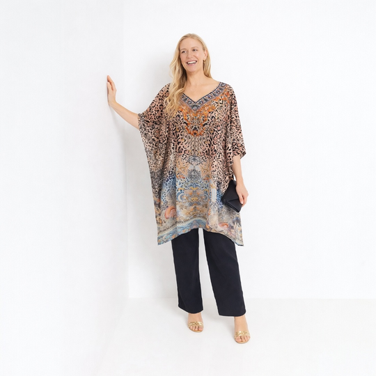 Kyra Embellished Tunic Top Blouse Kaftan AU 12-26