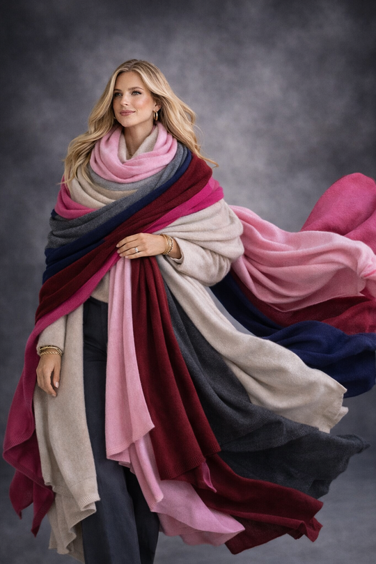 100% Cashmere 2 ply Knitted Julian Oversized Wrap -Unisex -30 Colours available