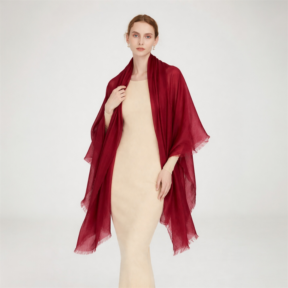 Burgundy Julian Cashmere Ultra fine  oversized scarf/ wrap/ shawl