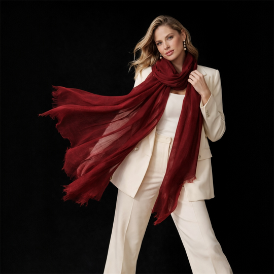 Burgundy Julian Cashmere Ultra fine  oversized scarf/ wrap/ shawl