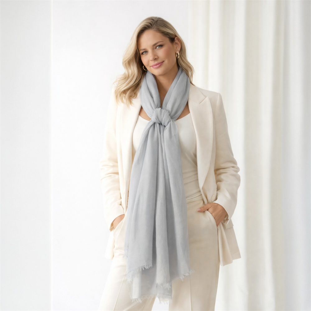 Julian Ultra fine Cashmere oversized scarf/ wrap/ shawl-Grey