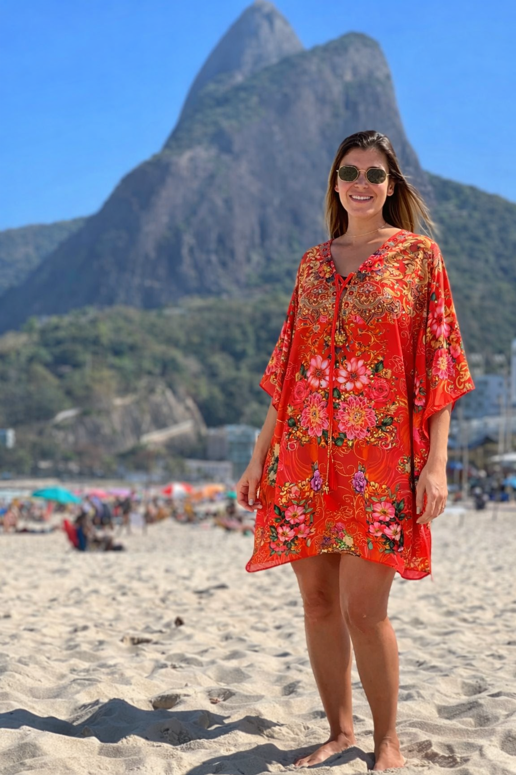 Maya Embellished Short Kaftan Tunic Top One Size 10 to 22