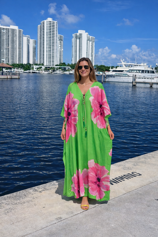 Coco Bella Pink Hibiscus kaftan 12-20