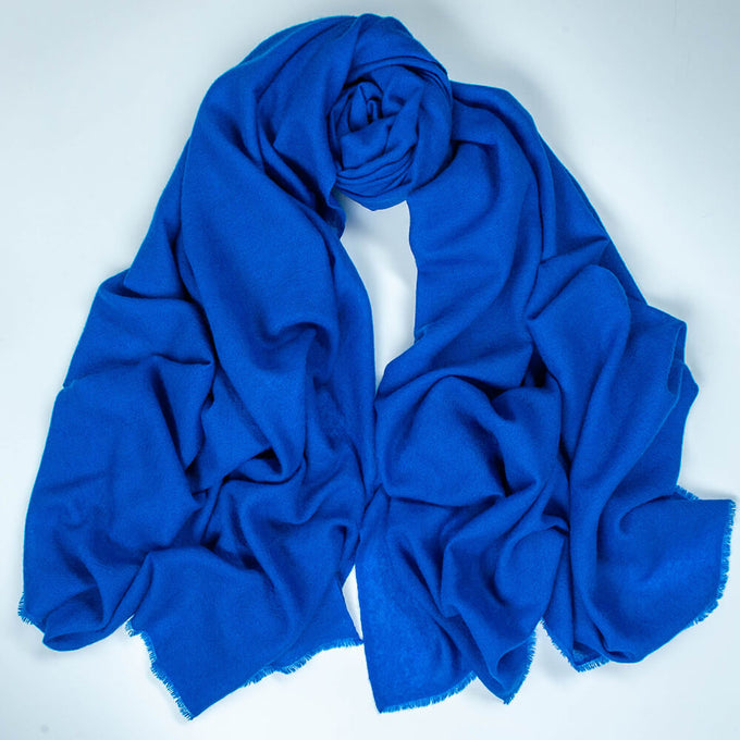 Julian Oversized Royal Blue handwoven pure cashmere scarf