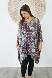 MAYA Floral Short kaftan/ Tunic Tops | OSFA Top for Women