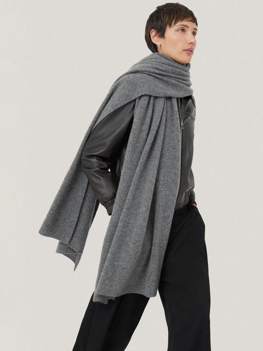 Julian 100% Knitted Cashmere Extra large Travel Wrap/Shawl-Charcoal Grey