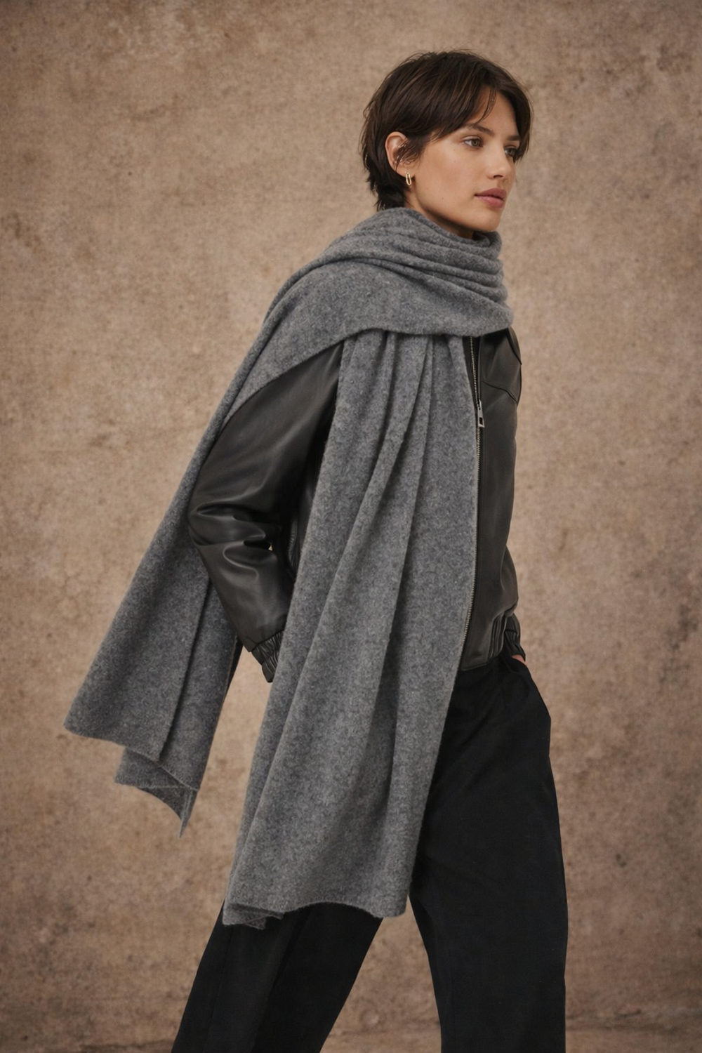 Julian 100% Knitted Cashmere Extra large Travel Wrap/Shawl-Charcoal Grey