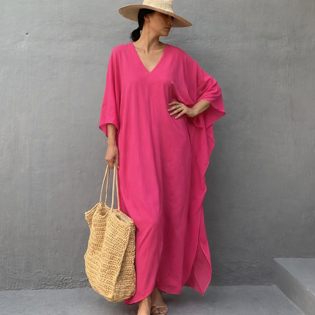 Fuchsia MAYA Breezy Cool Summer Kaftan Dress Sizes Available AU 12-30