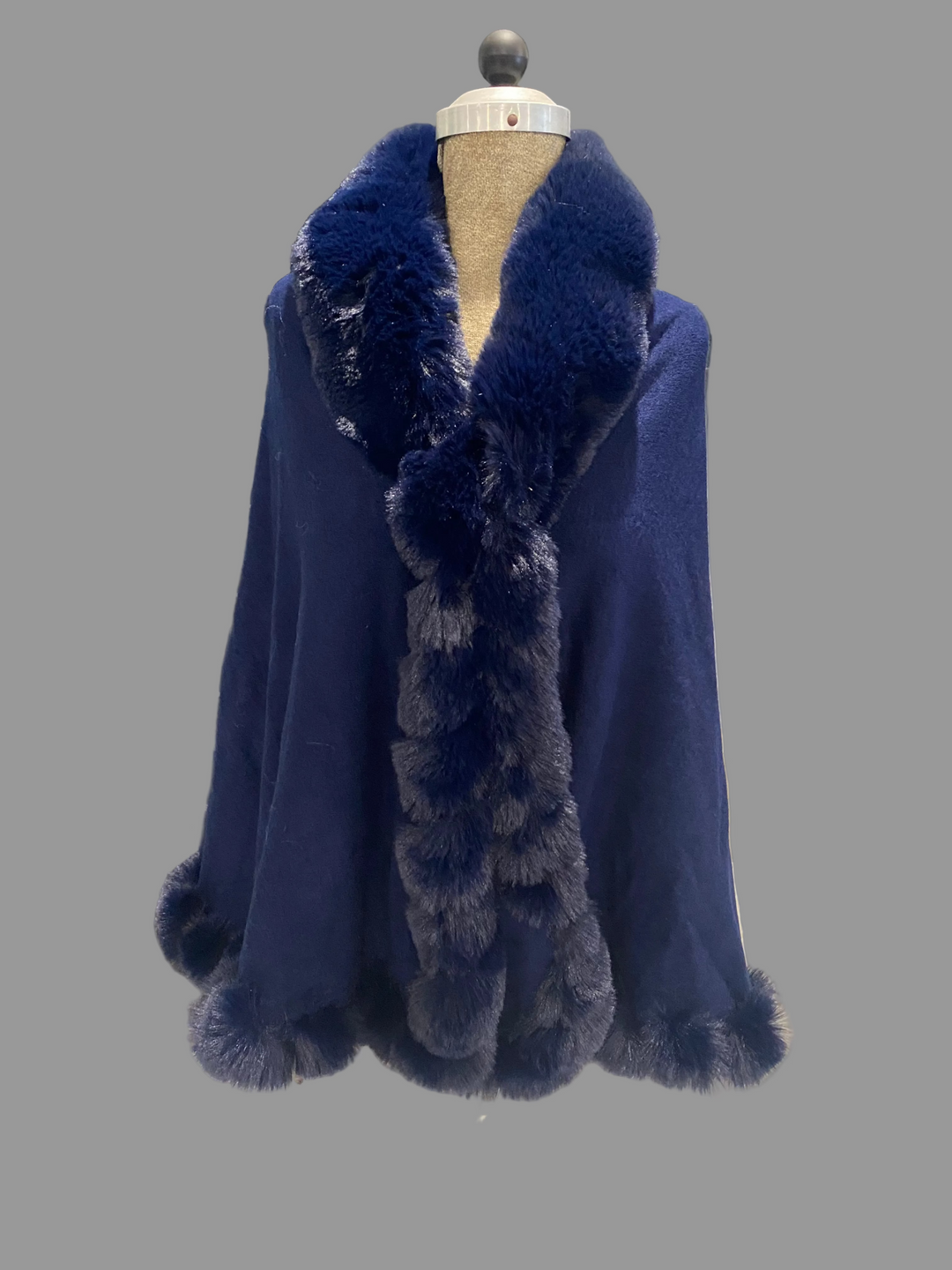 RITZY Luxurious Cape Faux Fur Navy Blue