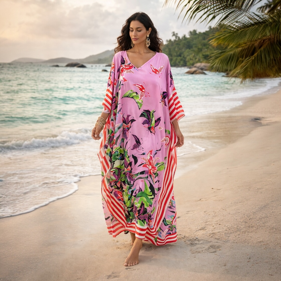 Maya Tropical 🌴 Pink kaftan  - Sizes Available AU 14-30