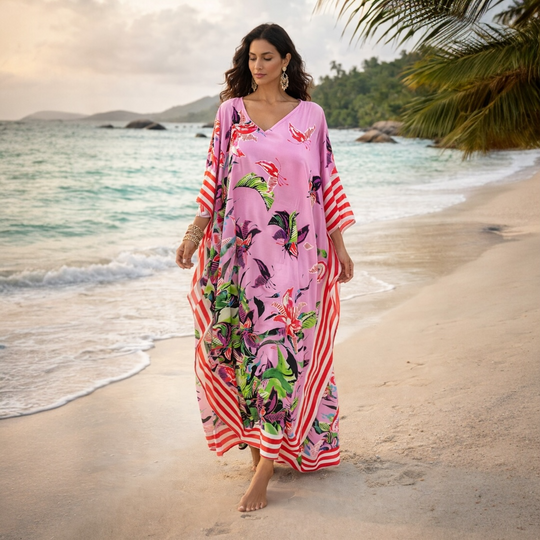 Maya Tropical 🌴 Pink kaftan  - Sizes Available AU 14-30