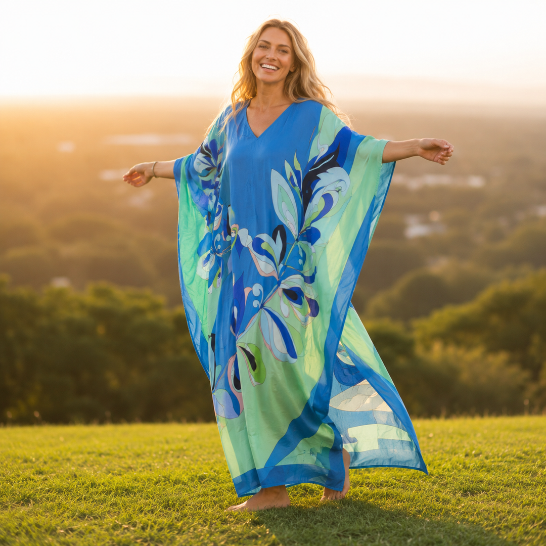 Maya Sea Tropical Kaftan Dress - Sizes Available AU 12-32