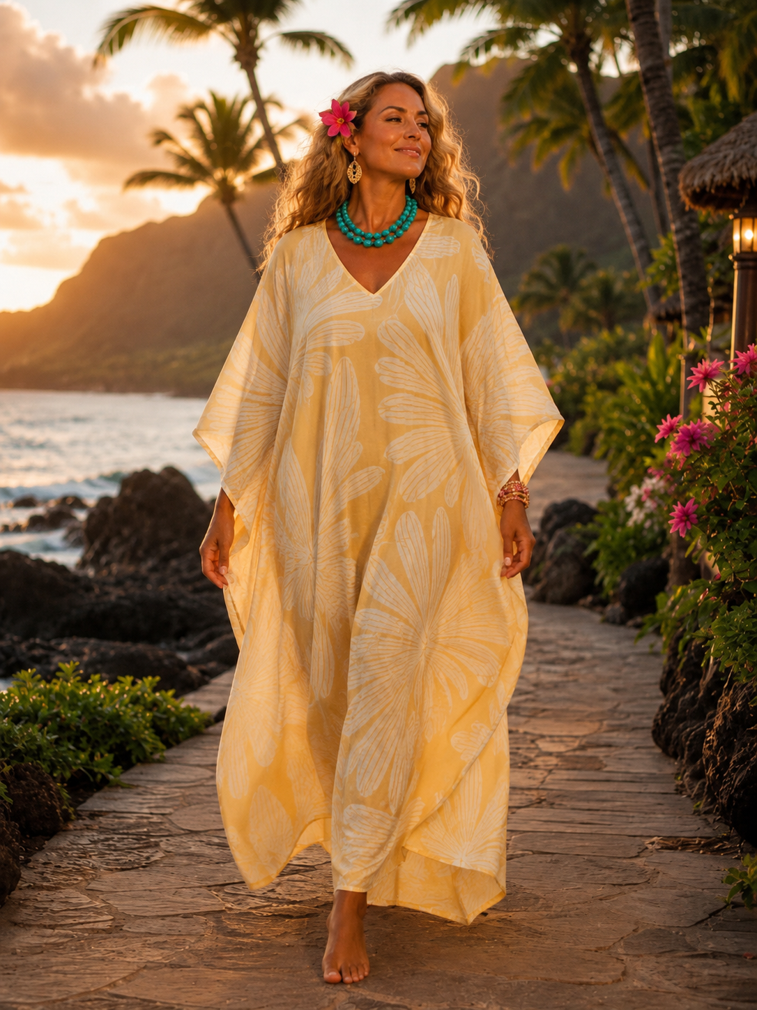 Maya Taupe Ochre Boho Kaftan Dress - Sizes Available AU 12-32