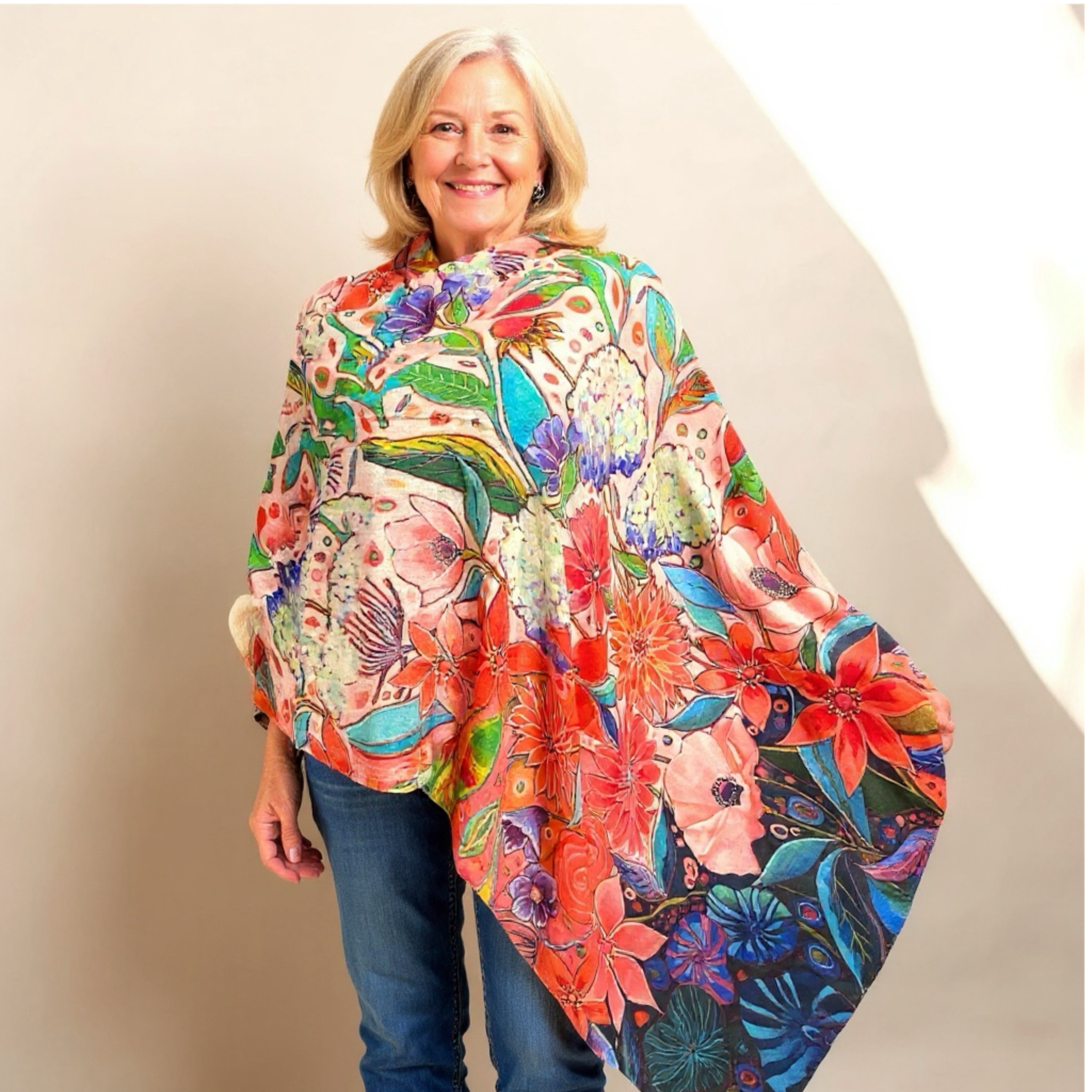 Wearable art 100% Cashmere Julian Scarf /Wrap-More Designs Available
