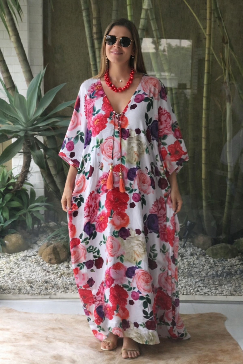 White floral Coco Bella kaftan 12-20