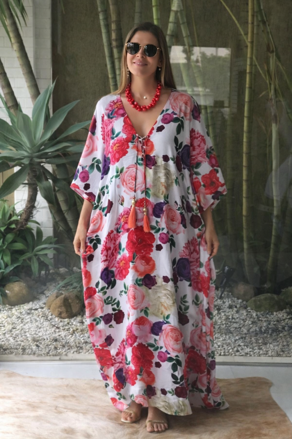 White floral Coco Bella kaftan 12-20