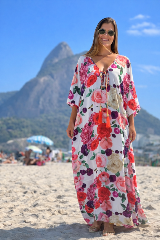 White floral Coco Bella kaftan 12-20