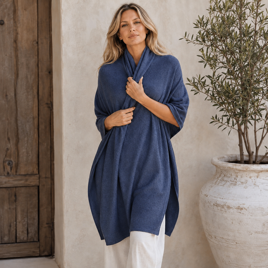 100% Cashmere 2 ply Knitted Julian Oversized Wrap -Unisex -30 Colours available