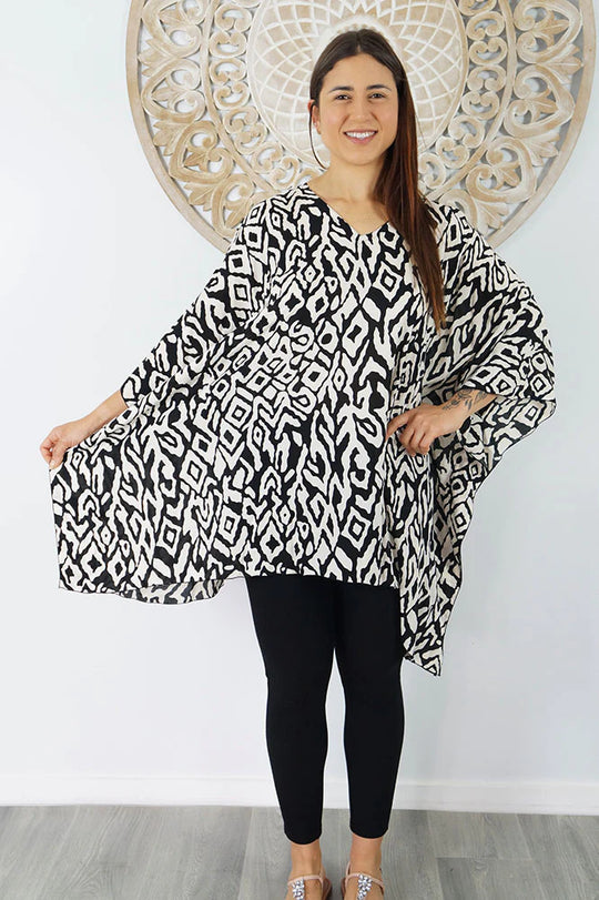 Maya Short Tunic Black n White