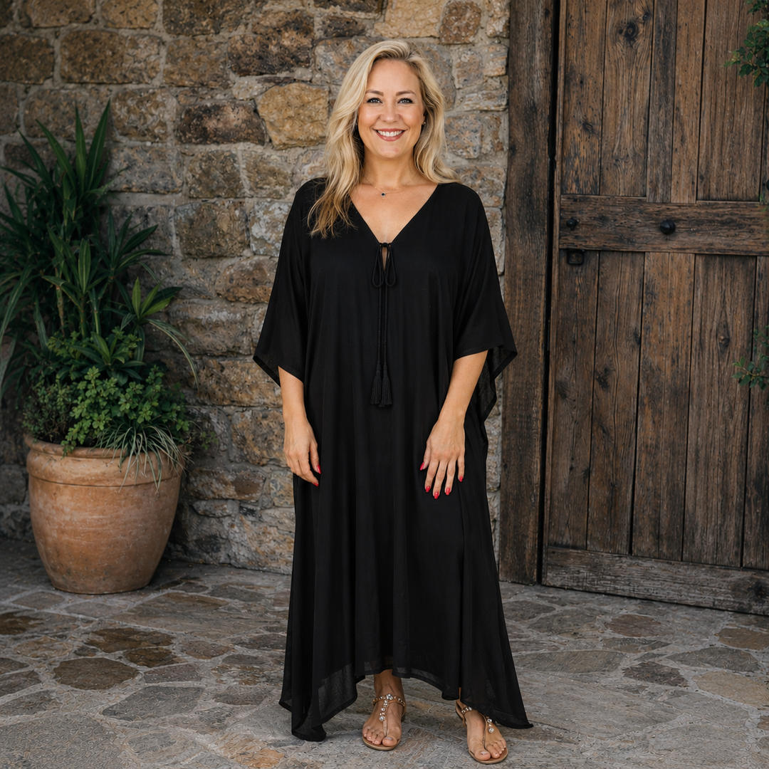 Maya Long Kaftan Black Kaftan O/S AU 16-26