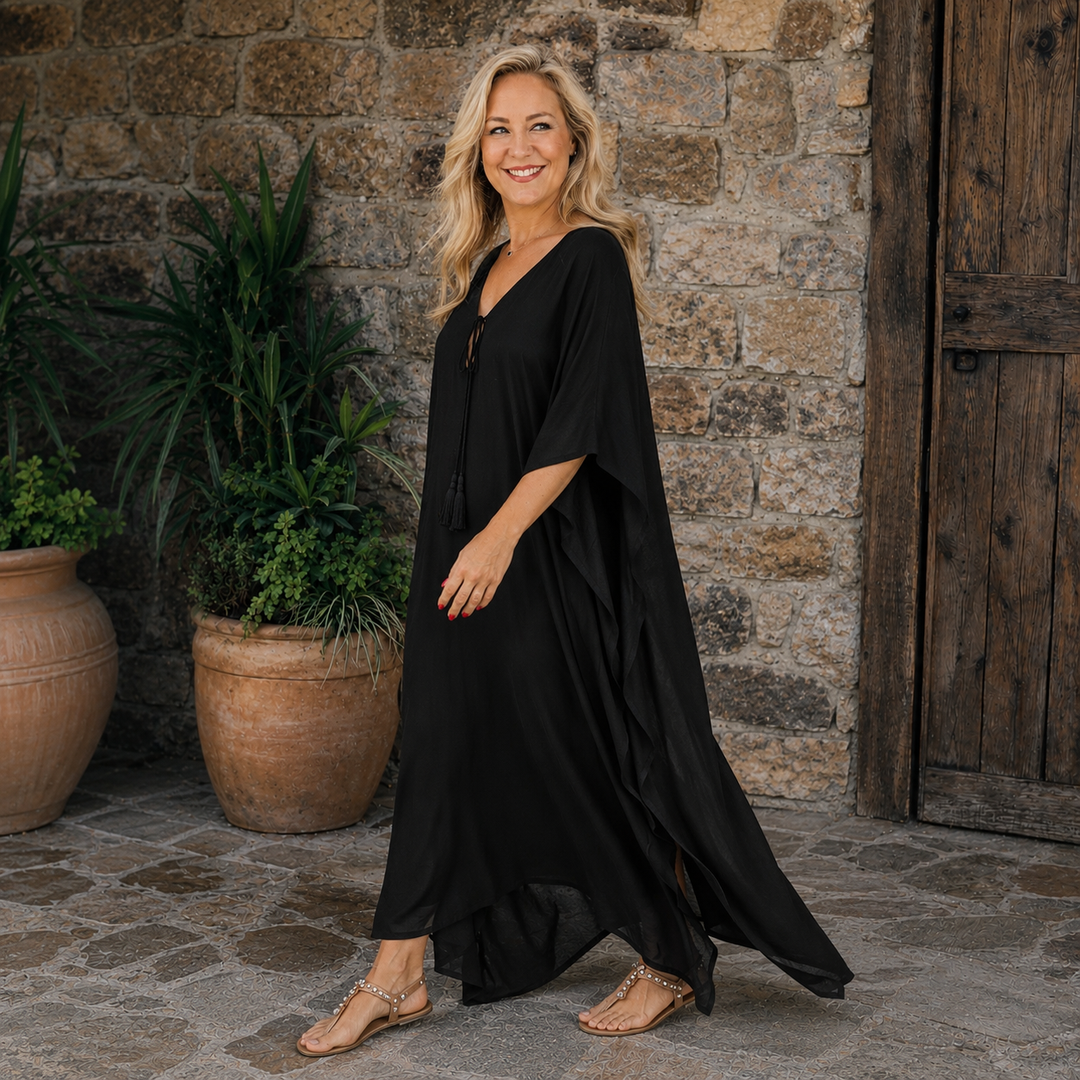 Maya Long Kaftan Black Kaftan O/S AU 16-26
