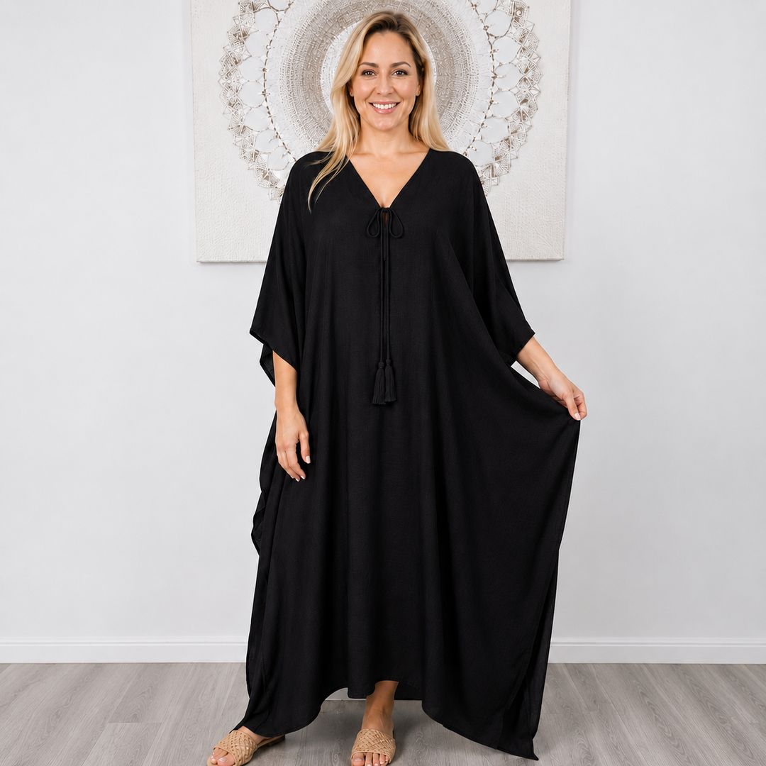 Maya Long Kaftan Black Kaftan O/S AU 16-26