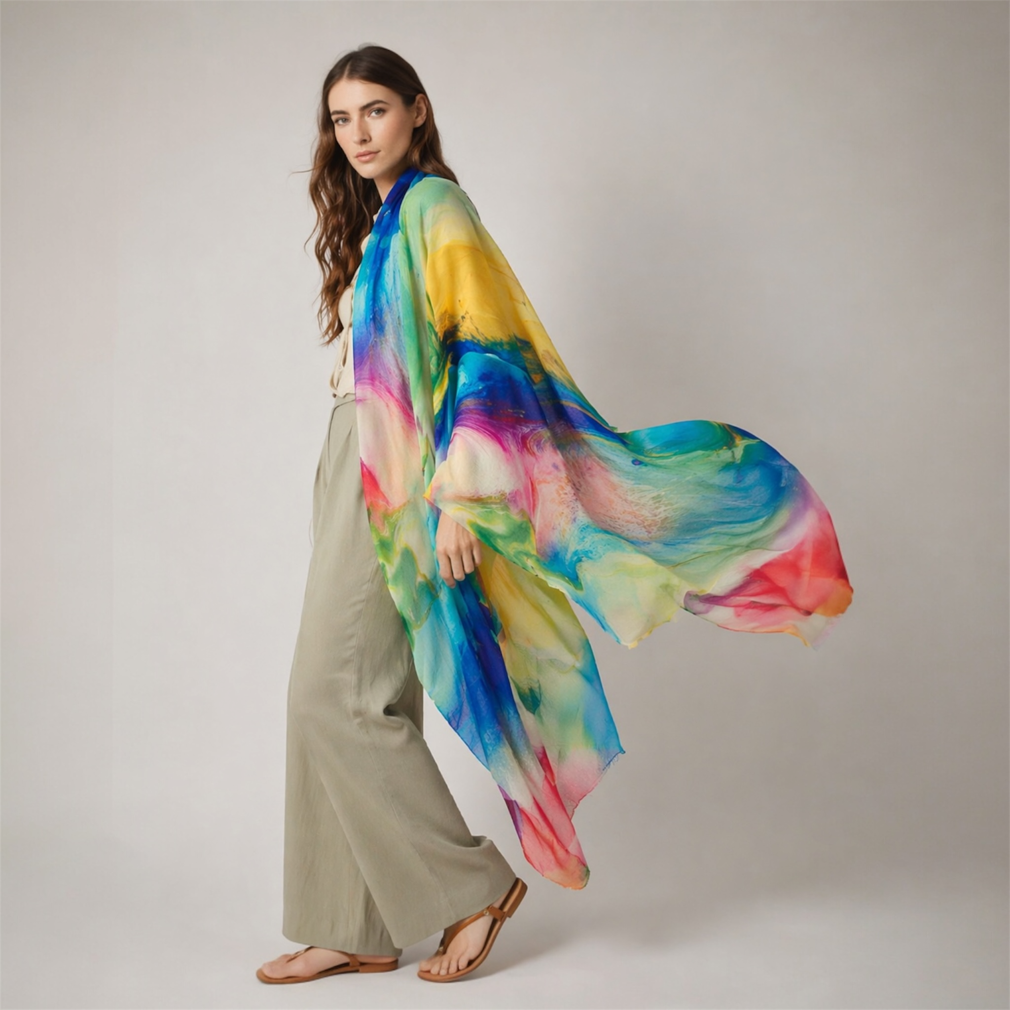 Cashmere Printed Wearable art Julian Scarf-More Designs Available