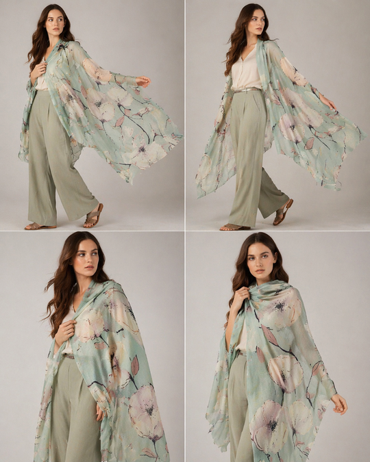 Cashmere Printed Wearable art Julian Ultralight Scarf-More Designs Available