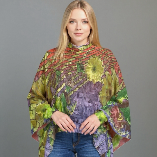 Julian Colourful Oversized Wool Silk Blend Wrap/ Scarf