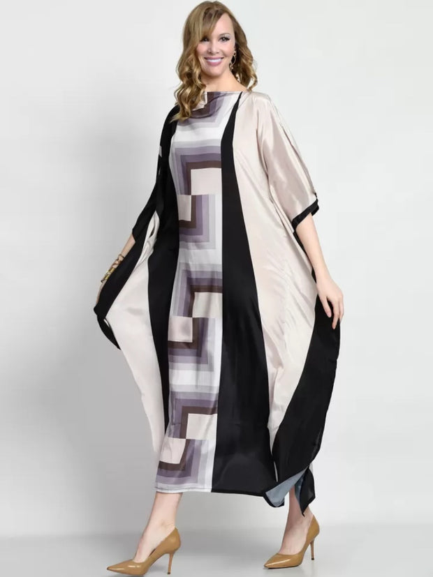 Black and White - Lillie MIDI  Kaftan Dress