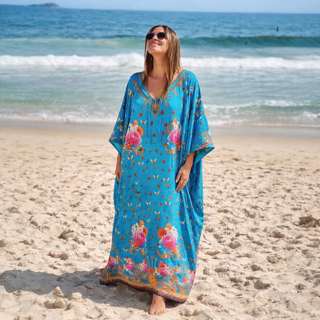 Coco Bella Silk Luxe kaftan.Sizes Available AU 12-28