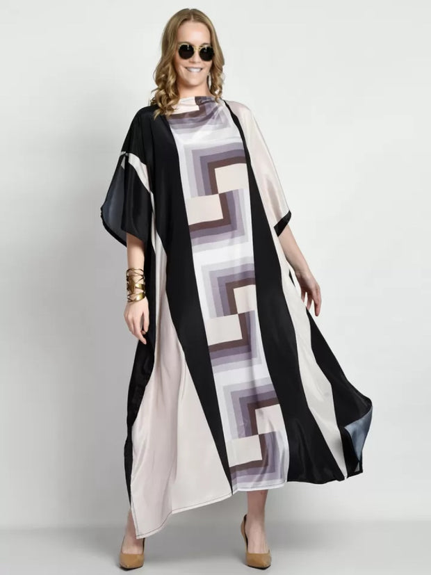 Black and White - Lillie MIDI  Kaftan Dress